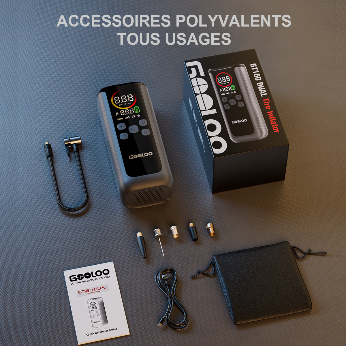 GOOLOO GT160 DUAL ReadyRide Gonfleur Pneus Voiture
