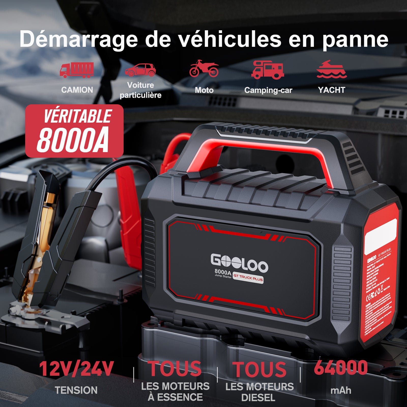 GOOLOO GT-Truck Plus  Supersafe Booster Batterie Voiture 8000A