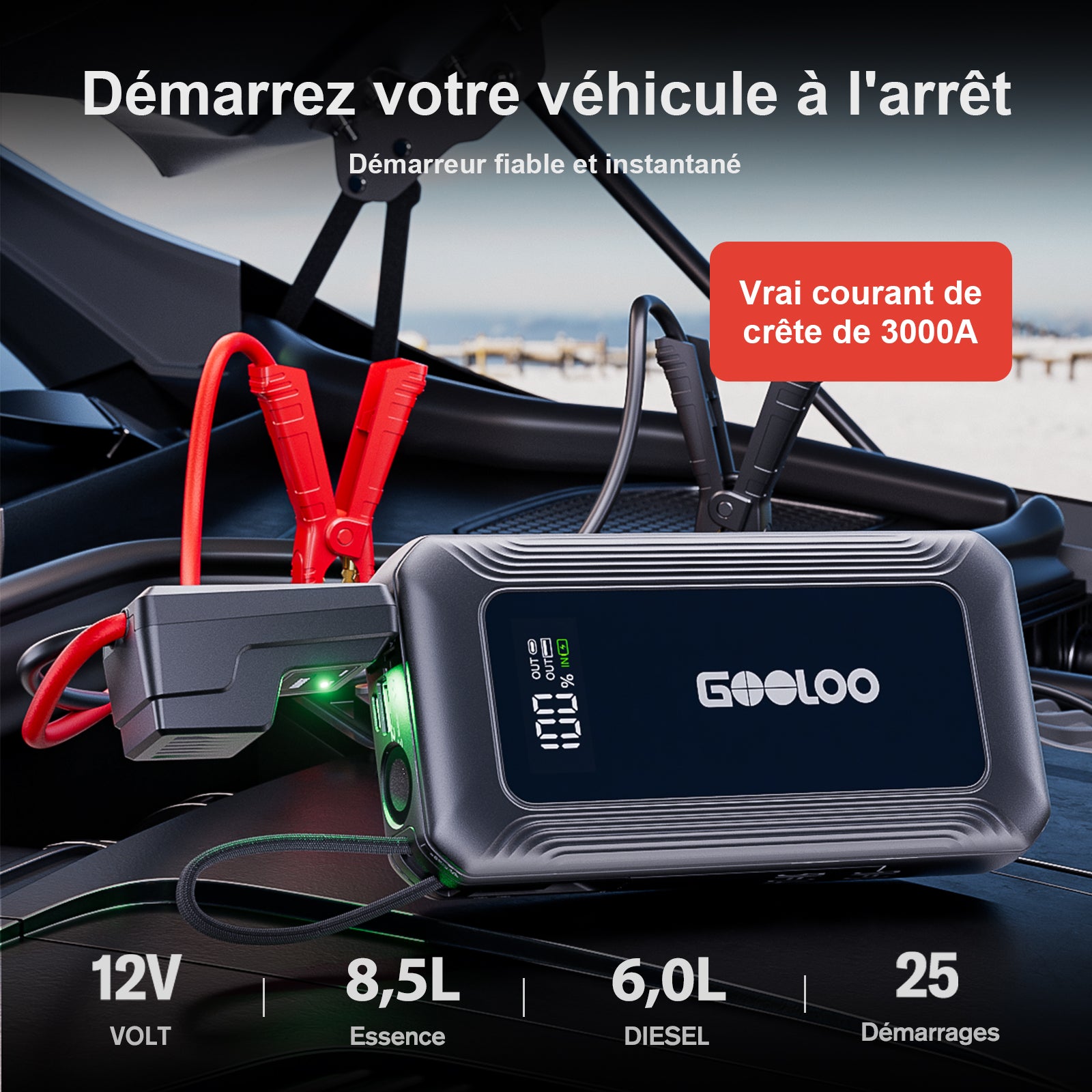 GOOLOO G7 Supersafe Booster Batterie Voiture 3000A