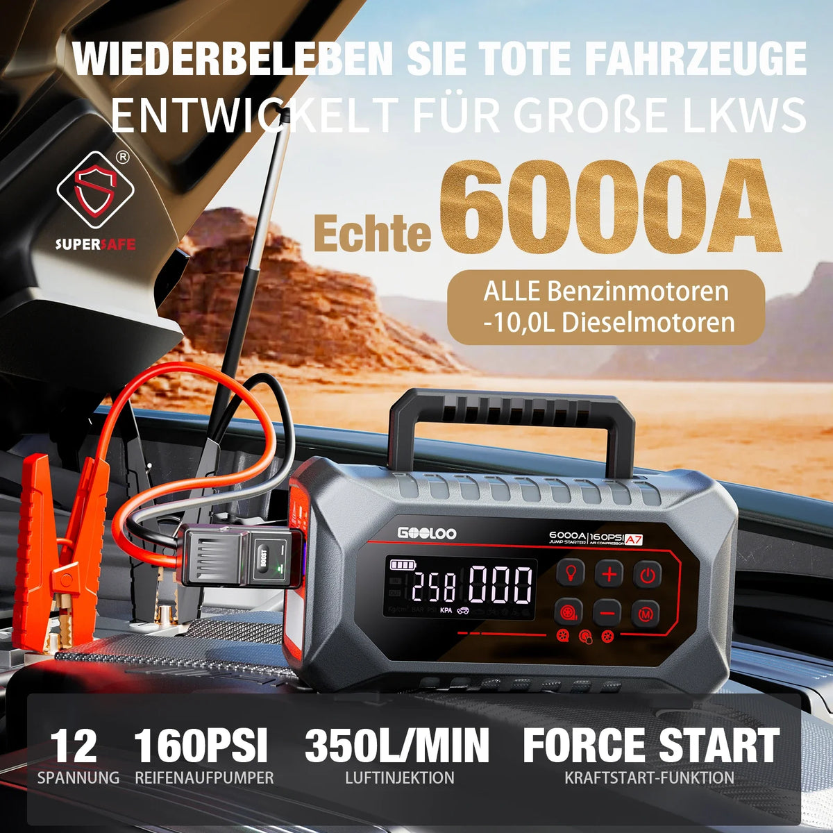 GOOLOO A7 Supersafe Booster Batterie + F3 FlexPro Souffleur Air Comprimé
