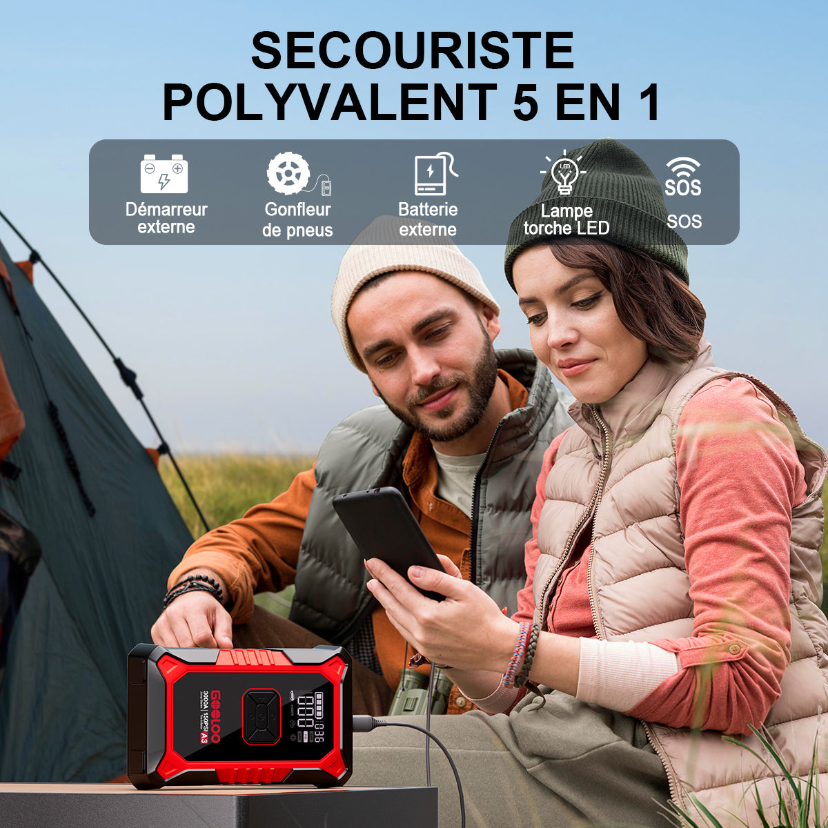 GOOLOO A3 Supersafe Booster Batterie avec Compresseur 3000A