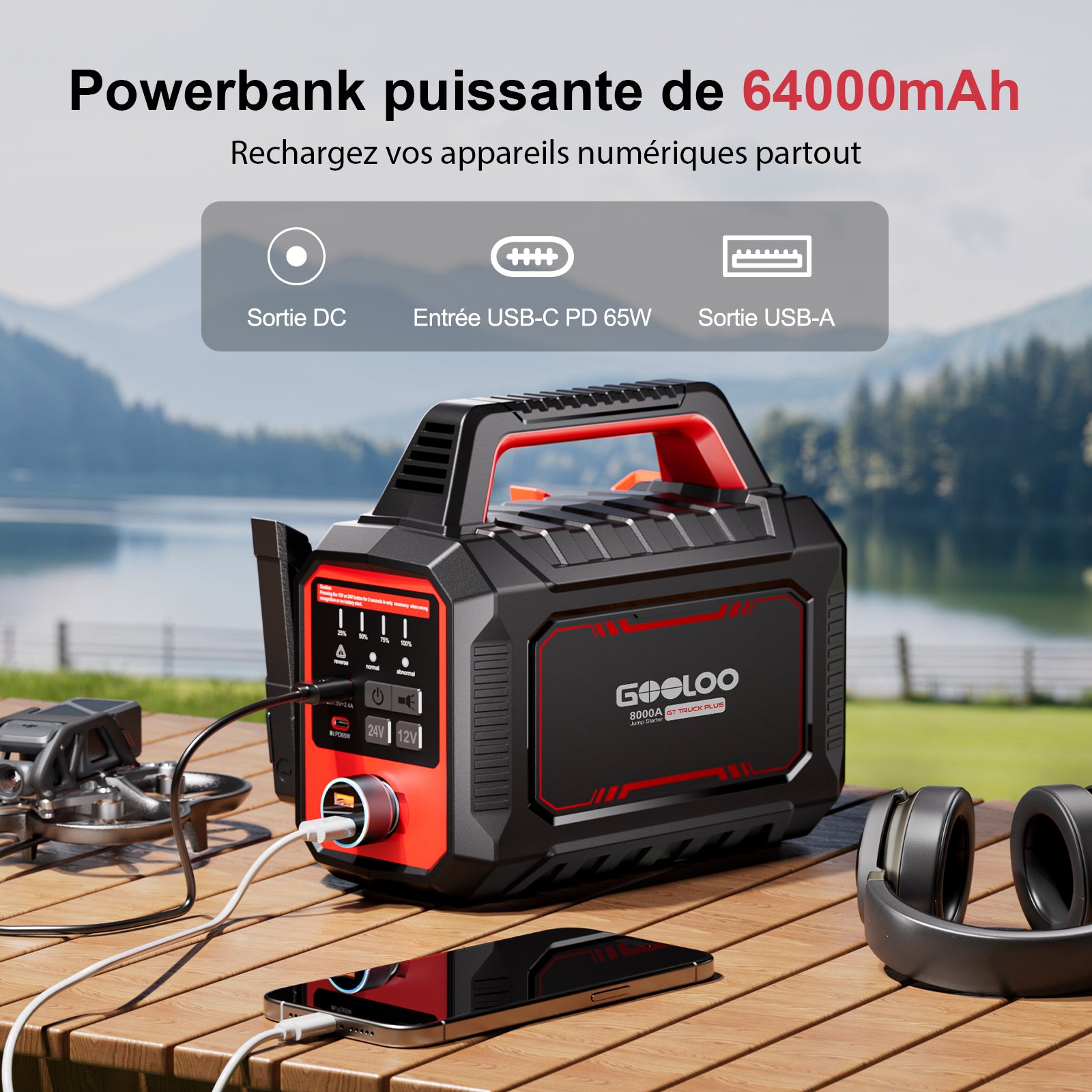 GOOLOO GT-Truck Plus  Supersafe Booster Batterie Voiture 8000A