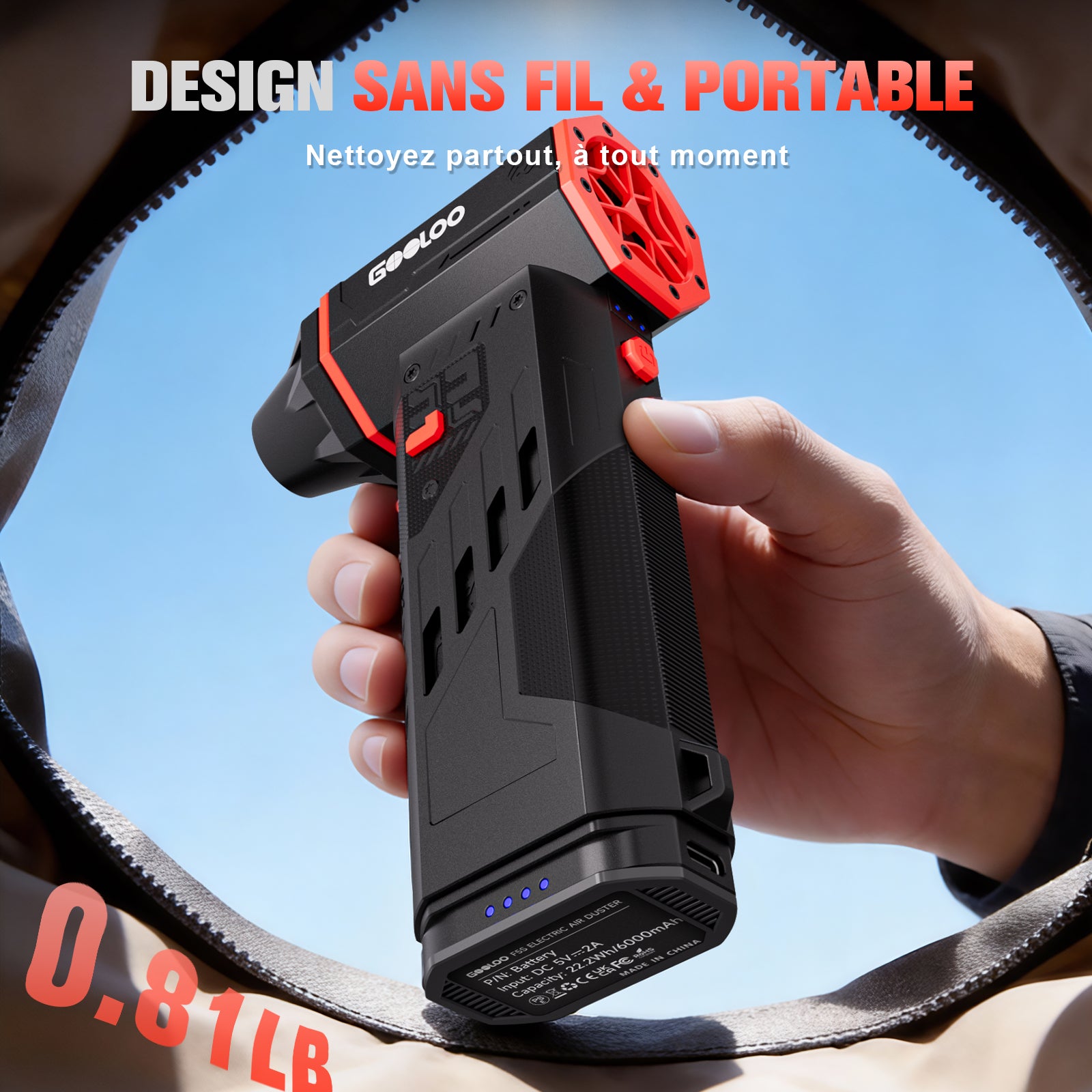 GOOLOO F5S FlexPro Souffleur Air Comprimé