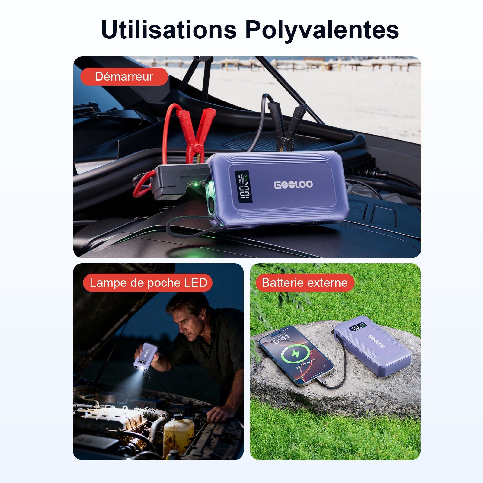 GOOLOO G7 Supersafe Booster Batterie Voiture 3000A