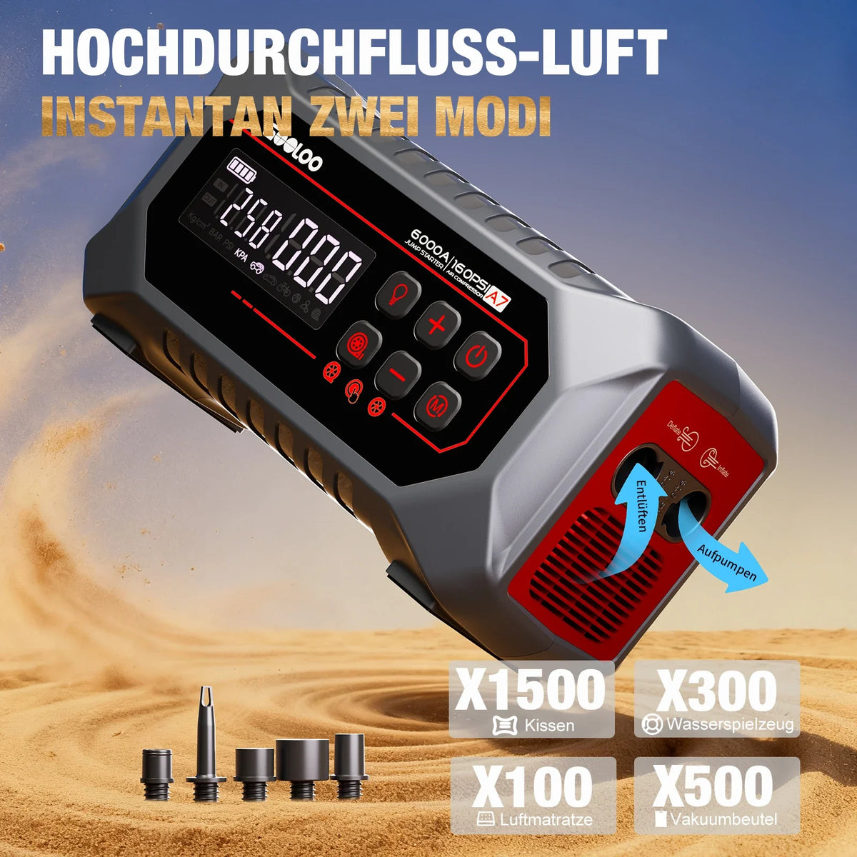 GOOLOO A7 Supersafe Booster Batterie + F3 FlexPro Souffleur Air Comprimé