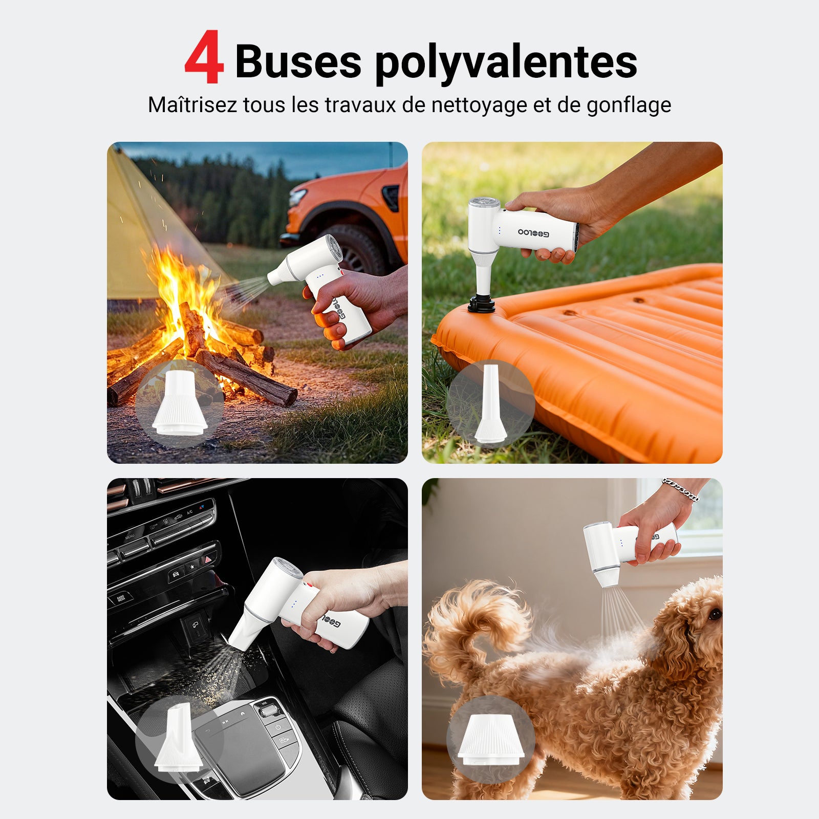 GOOLOO GP4000 Supersafe Booster Batterie + F3 FlexPro Souffleur Air Comprimé