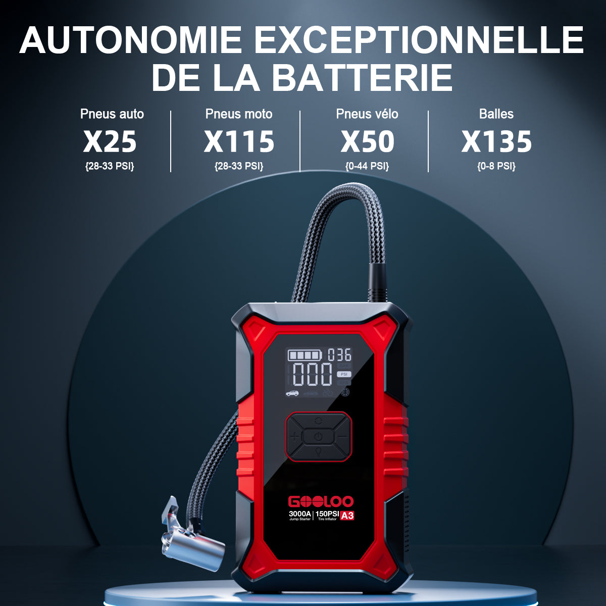 GOOLOO A3 Supersafe Booster Batterie avec Compresseur 3000A