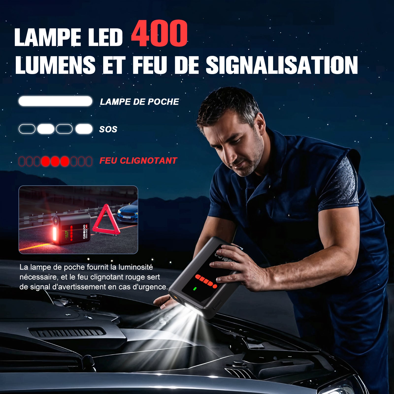 GOOLOO A2 Supersafe Booster Batterie avec Compresseur 2500A