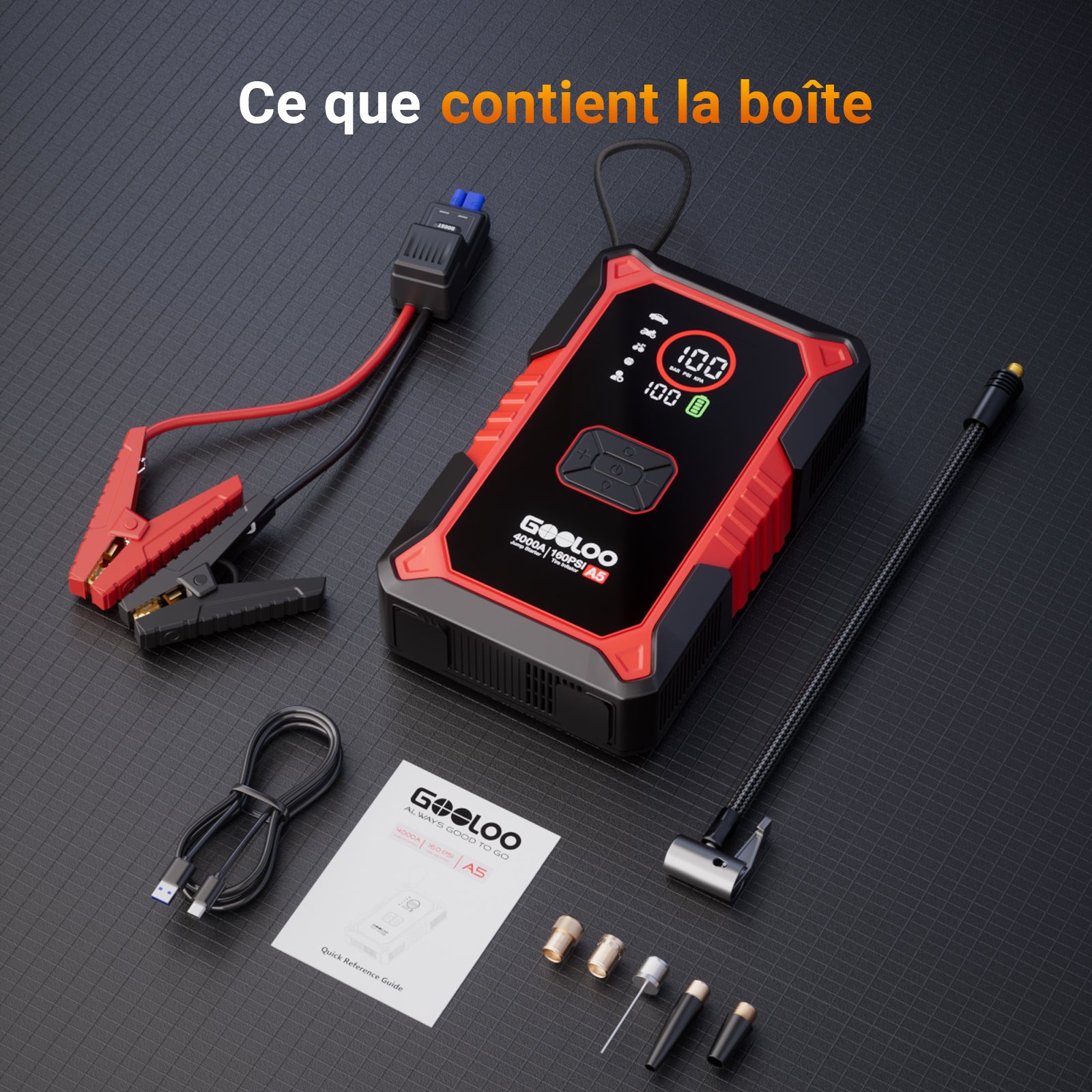 GOOLOO A5 Supersafe Booster Batterie avec Compresseur 4000A
