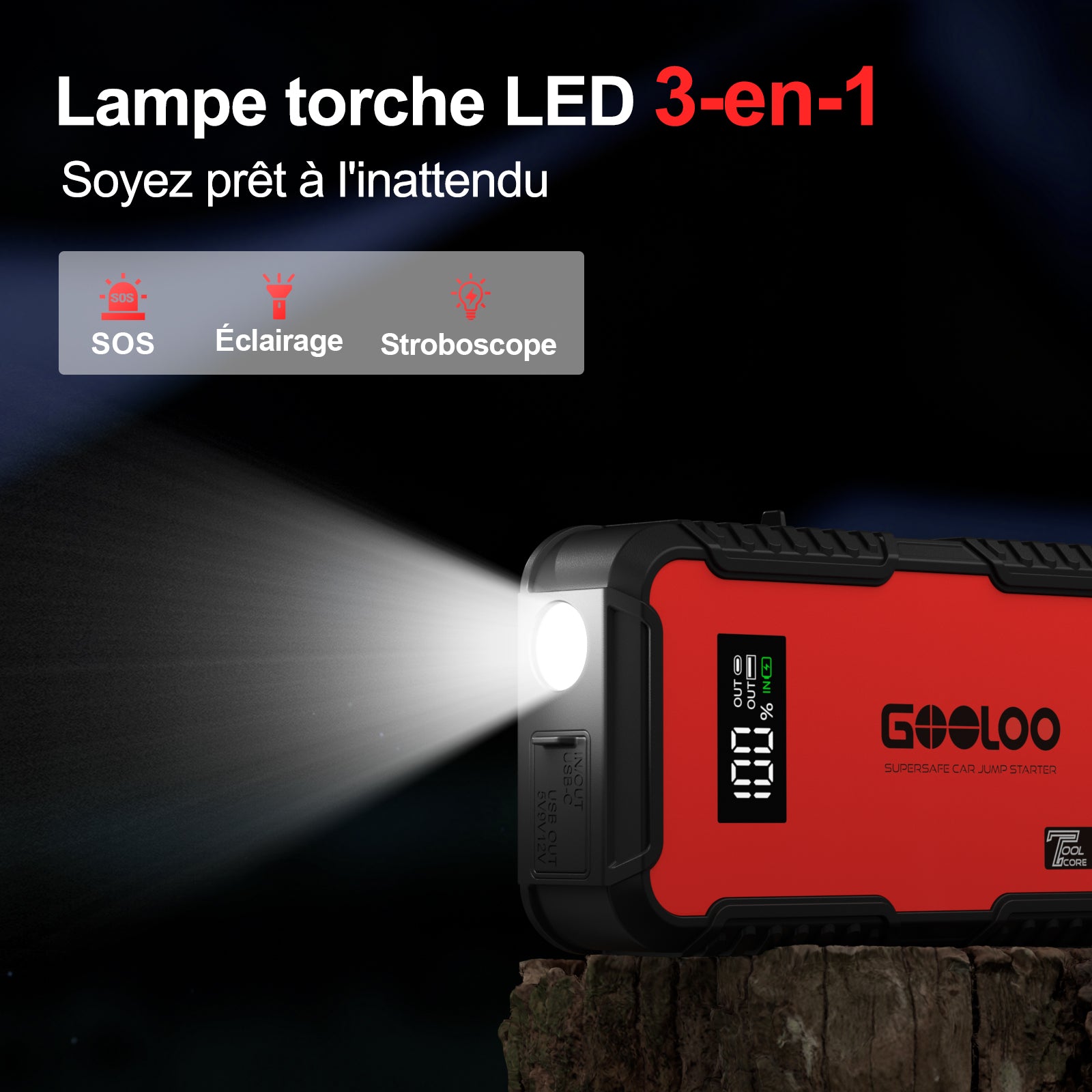 GOOLOO GT3000 Supersafe Booster Batterie Voiture 3000 A avec Boîte EVA