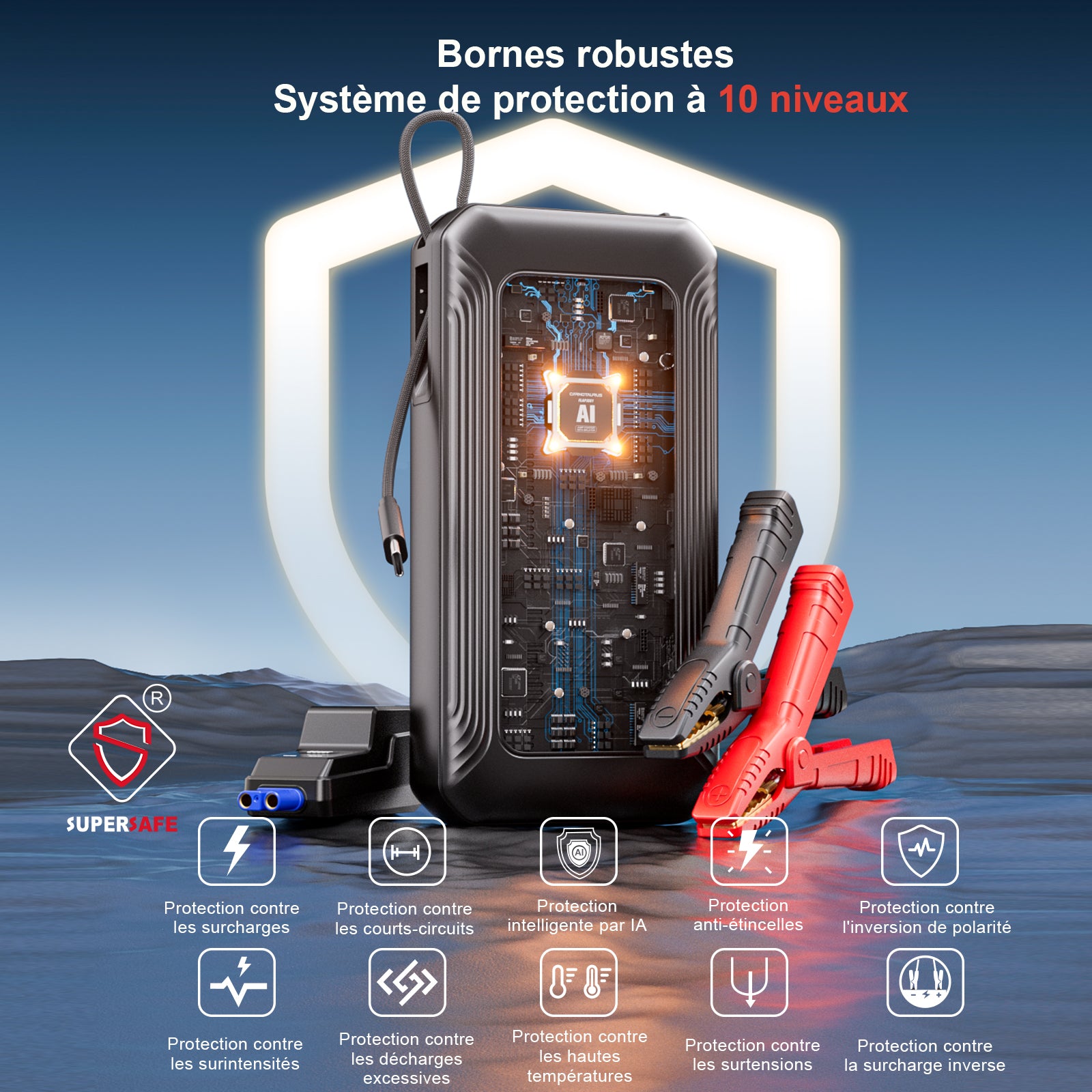 GOOLOO G7 Supersafe Booster Batterie Voiture 3000A