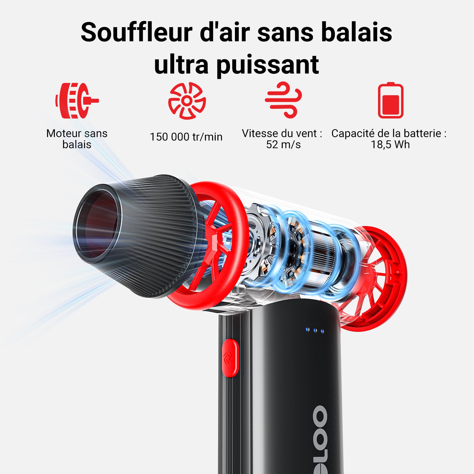 GOOLOO GP4000 Supersafe Booster Batterie + F3 FlexPro Souffleur Air Comprimé