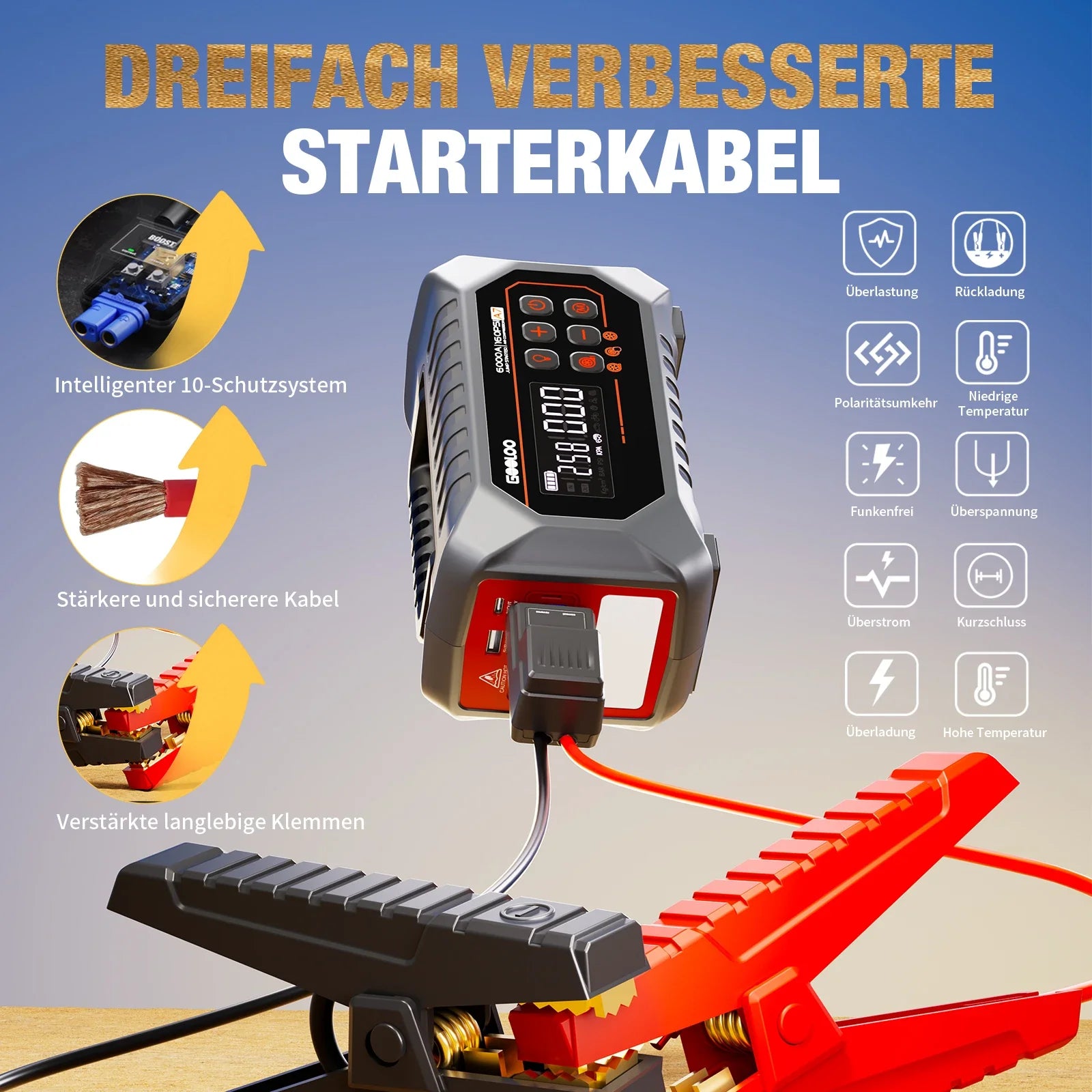 GOOLOO A7 Supersafe Booster Batterie + F3 FlexPro Souffleur Air Comprimé