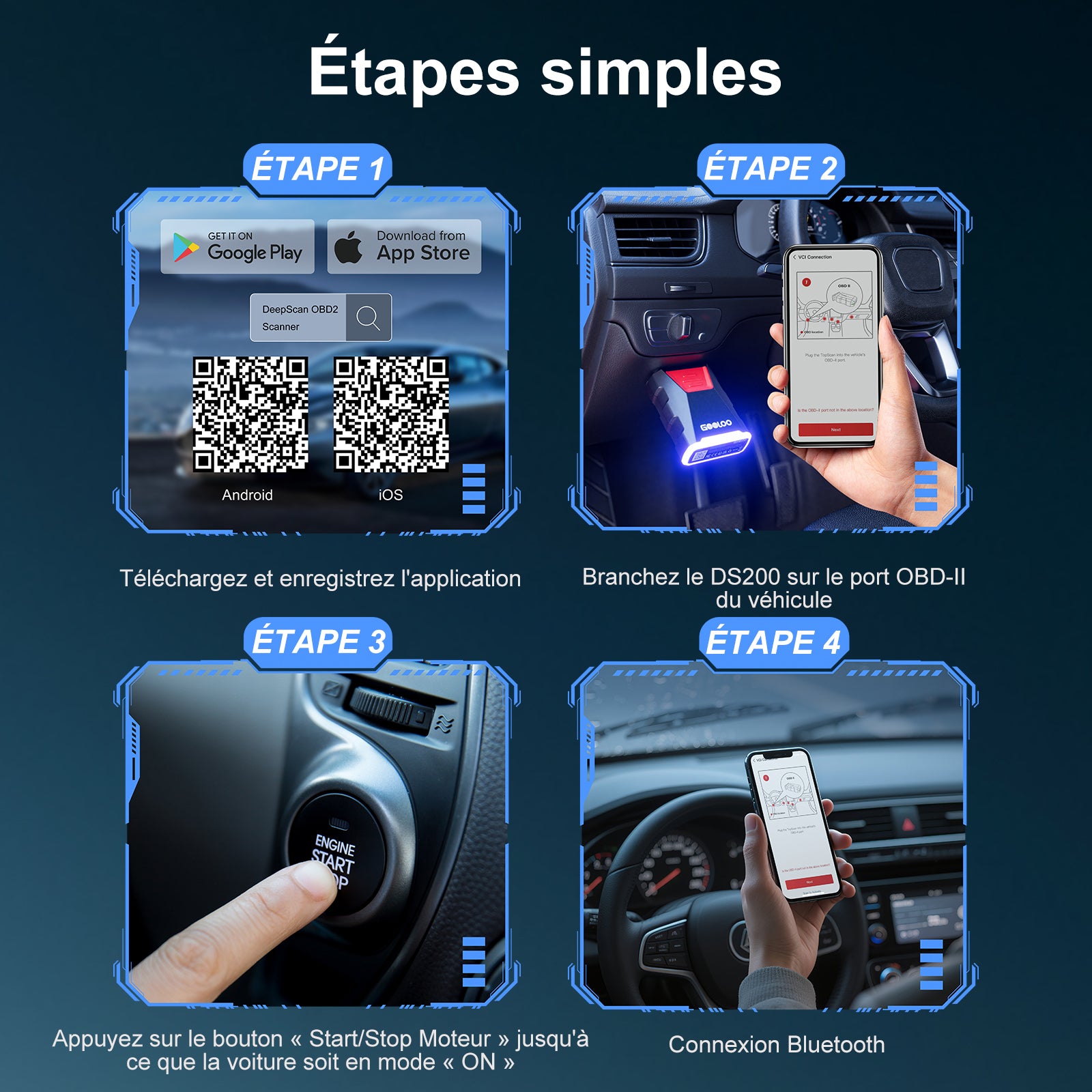 GOOLOO A3 Supersafe Booster Batterie avec Compresseur + DS200 CarCare DIY OBD