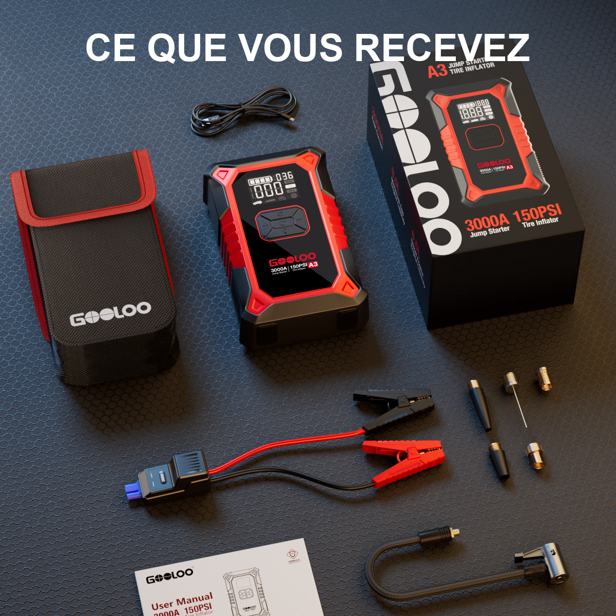 GOOLOO A3 Supersafe Booster Batterie avec Compresseur 3000A