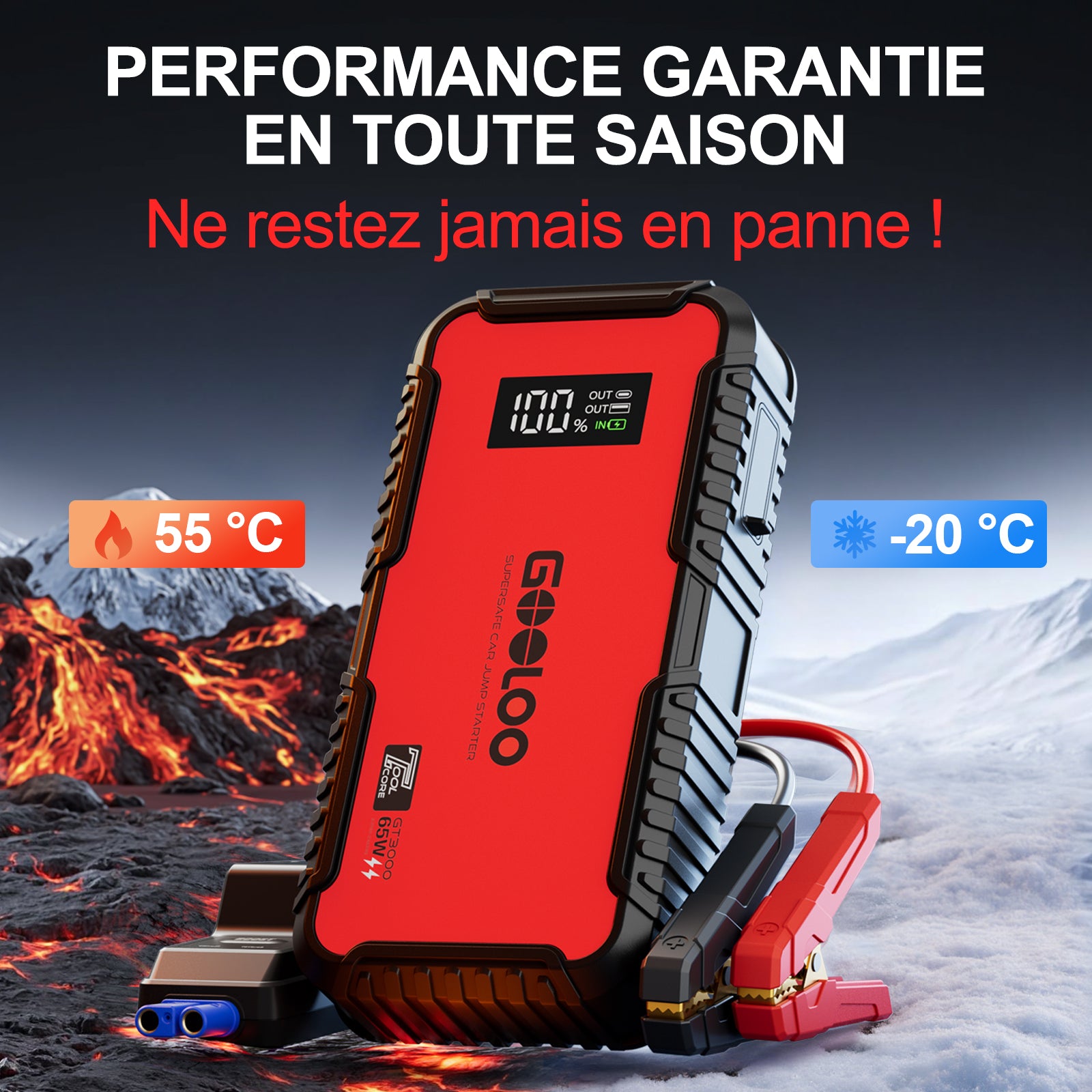 GOOLOO GT3000 Supersafe Booster Batterie Voiture 3000 A avec Boîte EVA