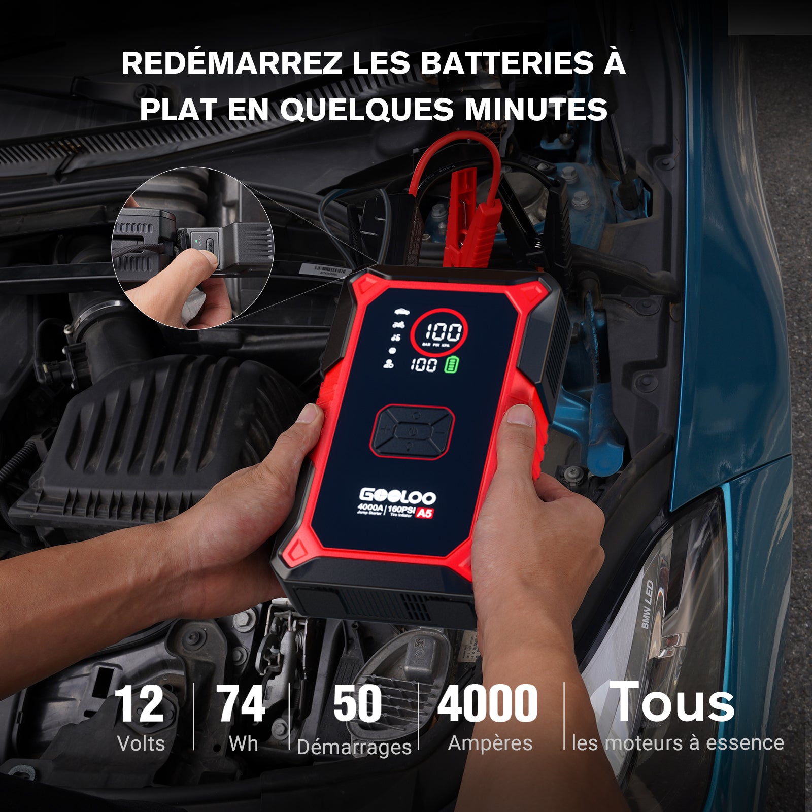 GOOLOO A5 Supersafe Booster Batterie avec Compresseur 4000A