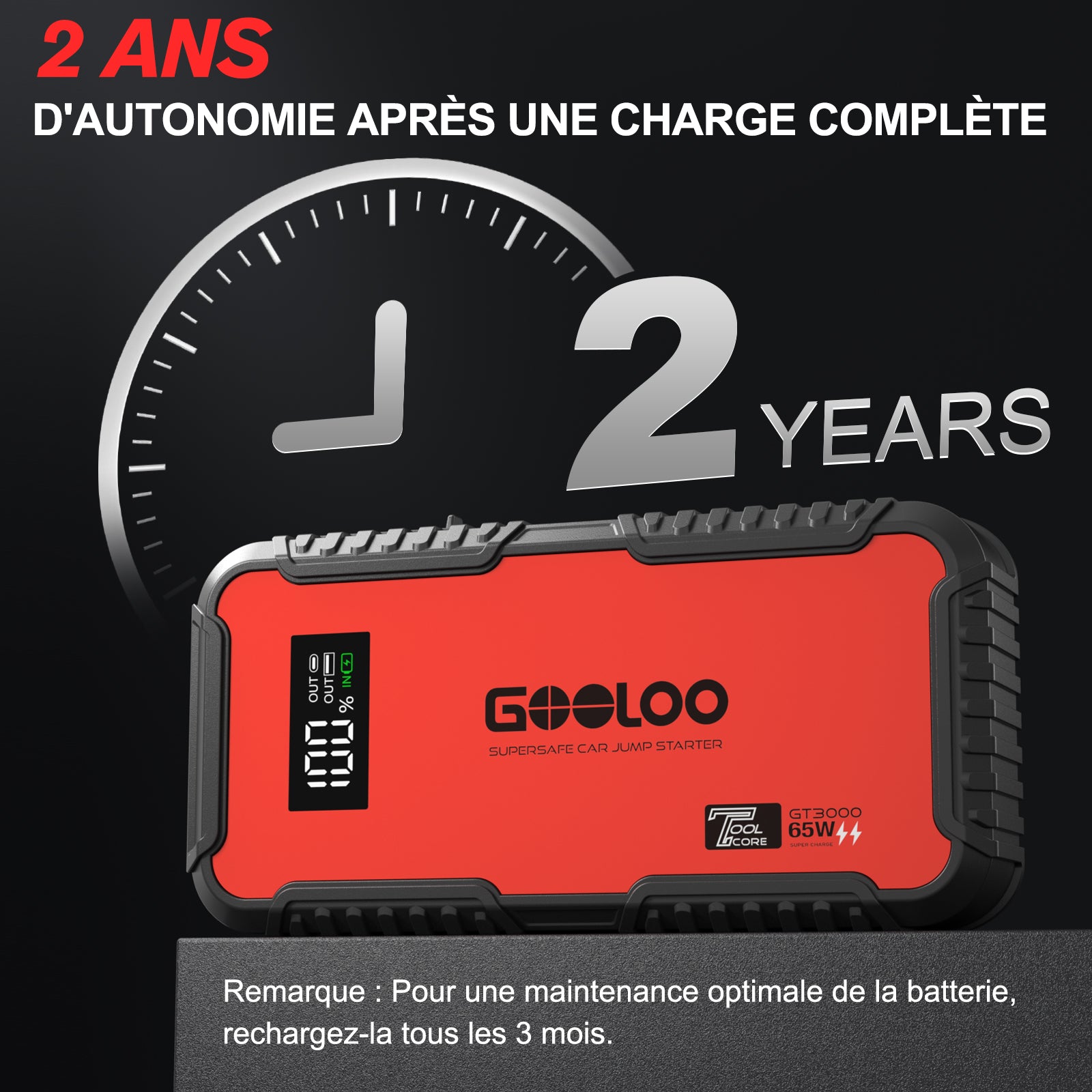 GOOLOO GT3000 Supersafe Booster Batterie Voiture 3000 A avec Boîte EVA