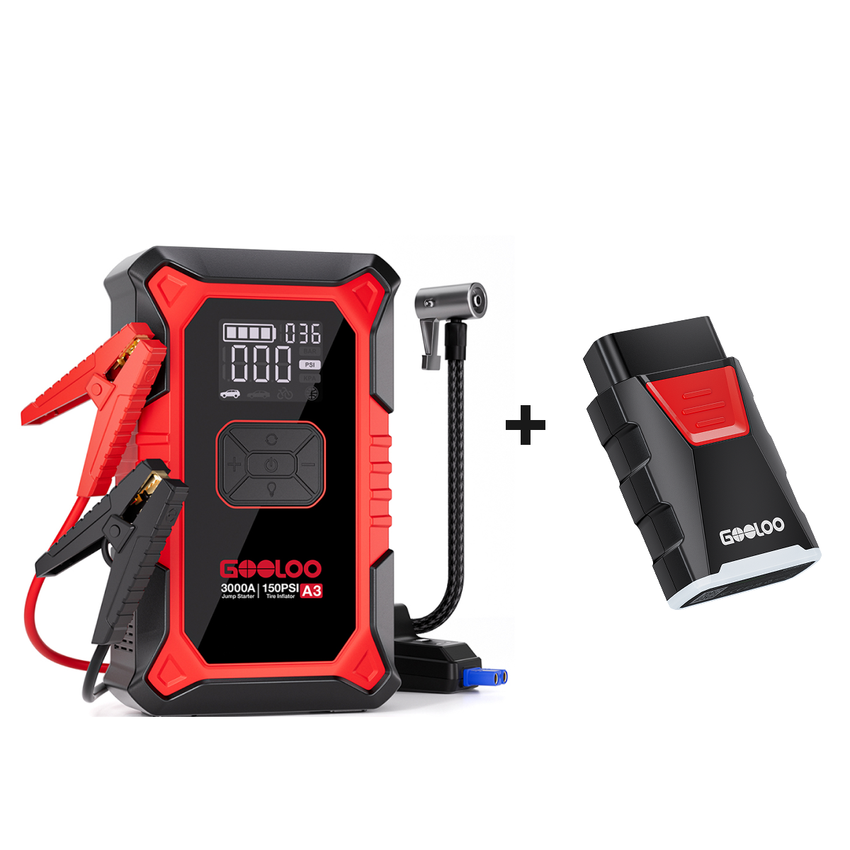 GOOLOO A3 Supersafe Booster Batterie avec Compresseur + DS200 CarCare DIY OBD