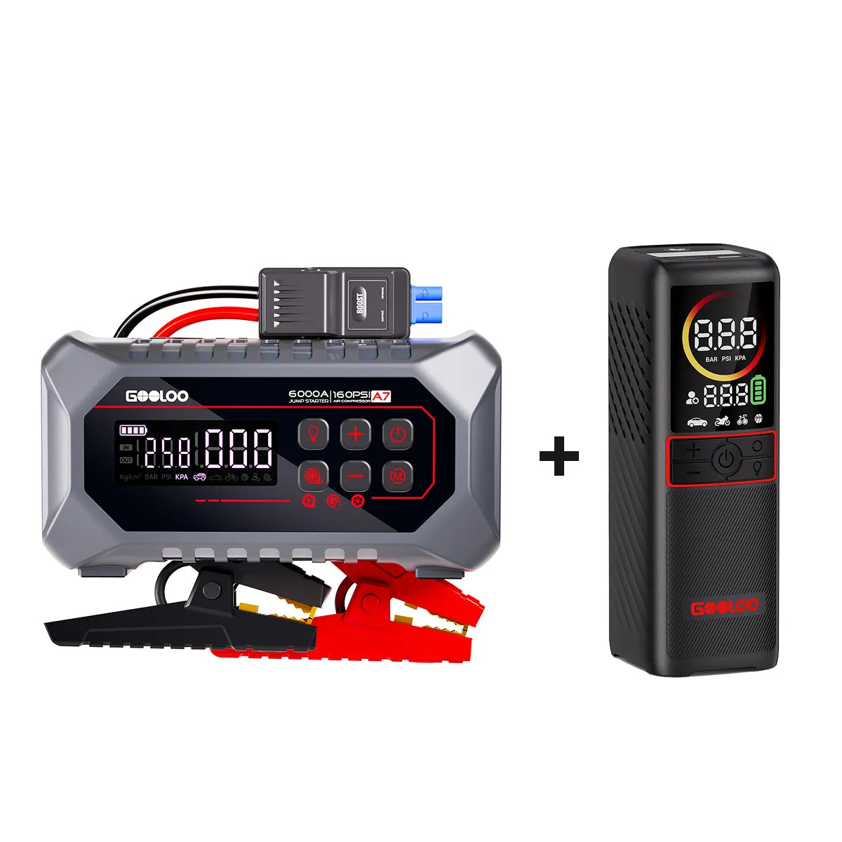 GOOLOO A7 Supersafe Booster Batterie Voiture avec compresseur d'air et pompe à air 6000A