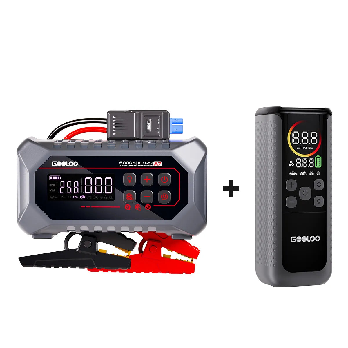 GOOLOO A7 Supersafe Booster Batterie Voiture avec compresseur d'air et pompe à air 6000A