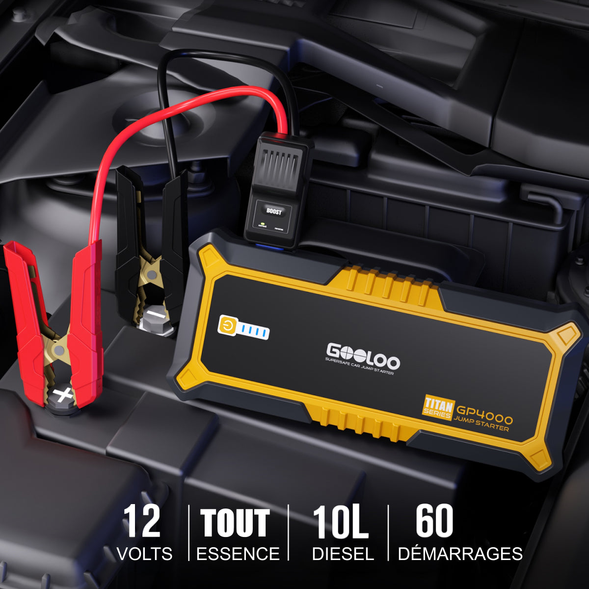 GOOLOO GP4000 Supersafe Booster Batterie Voiture 4000A