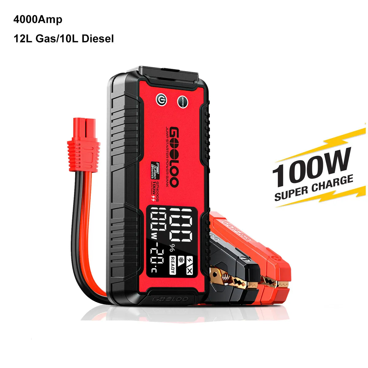 GOOLOO GT4000S Supersafe Booster Batterie + GT160 DUAL ReadyRide Gonfleur Pneus
