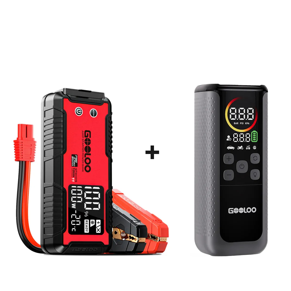 GOOLOO GT4000S Supersafe Booster Batterie + GT160 DUAL ReadyRide Gonfleur Pneus
